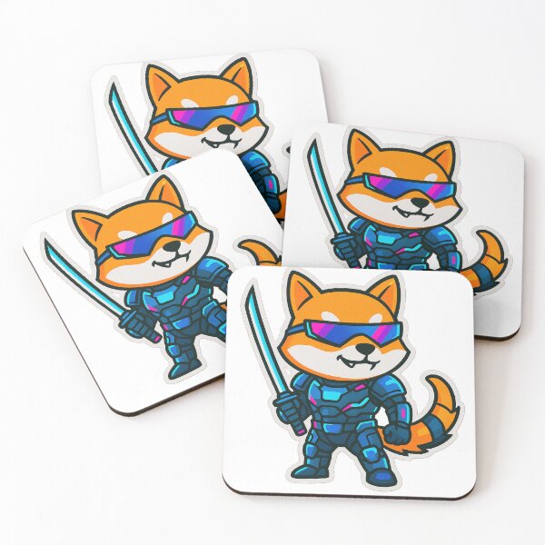 Item preview, Shiba Inu Cyberpunk Samurai: Neon Warrior Sticker designed and sold by Julyvax.