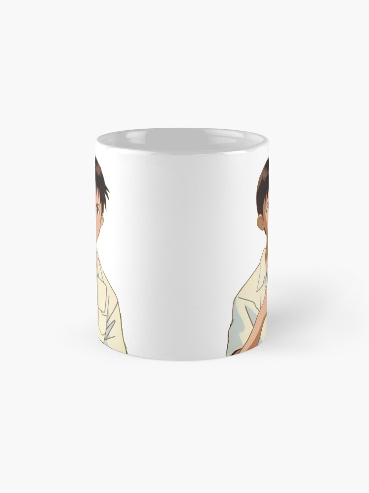 Alternate view of shinji holding a mug on a mug Mug
