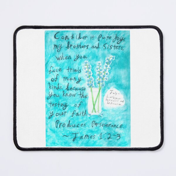 Item preview, James 1: 2-3 with July birth flower designed and sold by J-Bird Creations.
