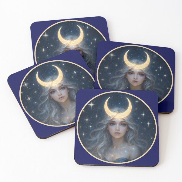Item preview, Moon Child Magic – Celestial Girl with Crescent Crown designed and sold by ARTEMBASSY.