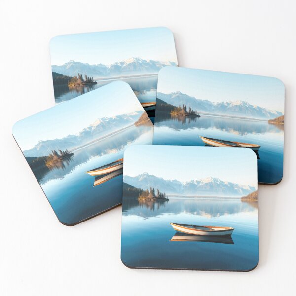 Item preview, Boat on Still Mountain Lake designed and sold by CTM ArtStudio.