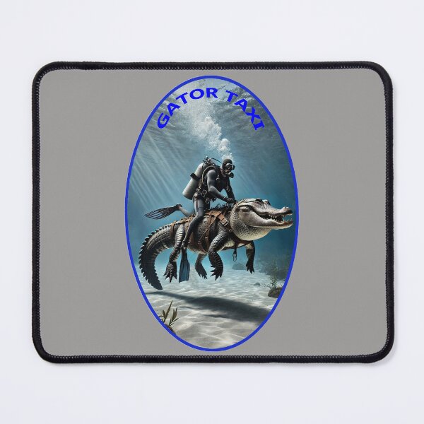 Item preview, Vintage SCUBA Diving Diver Riding a Large Alligator URM designed and sold by urmaddad.