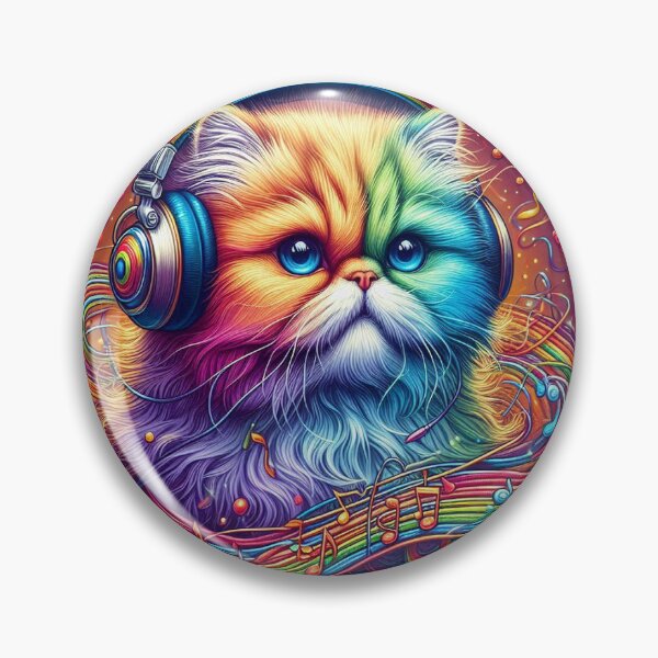 Artikelvorschau, Ribbon Cat in Musiknotation und Kopfhörern KI generiert entworfen und verkauft von BrightrDayMusicArt.