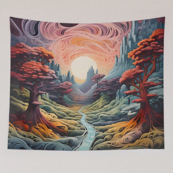 Artikelvorschau, Whimsical Labyrinth: Surreal Palette of Dimensions entworfen und verkauft von DrawnThreads.