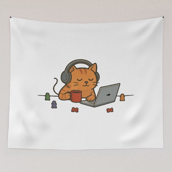 Item preview, Peacefully working cat :) designed and sold by FatPumaCompany.
