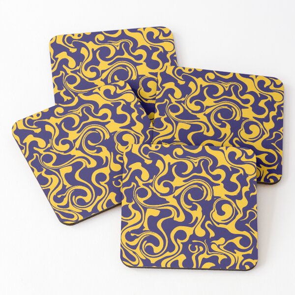 Item preview, Navy and Yellow Ornate Liquid Swirls designed and sold by Owcomm.