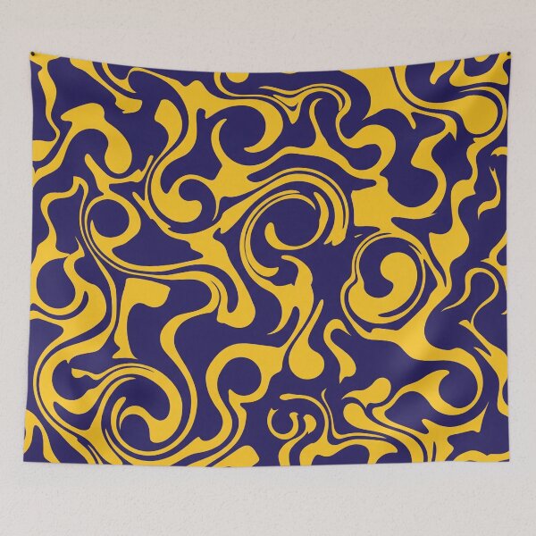 Item preview, Navy and Yellow Ornate Liquid Swirls designed and sold by Owcomm.