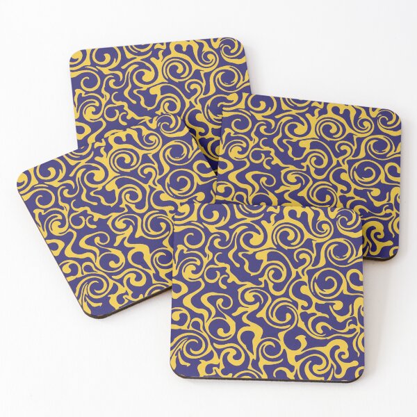 Item preview, Dark Blue and Yellow Swirling Curlicues designed and sold by Owcomm.