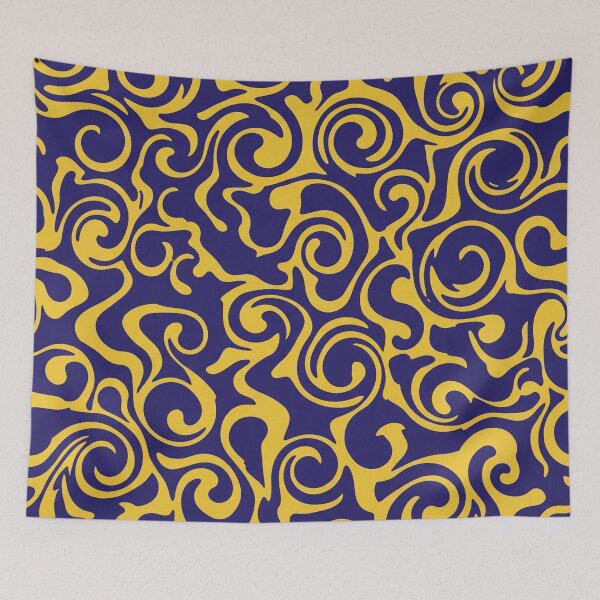 Item preview, Dark Blue and Yellow Swirling Curlicues designed and sold by Owcomm.