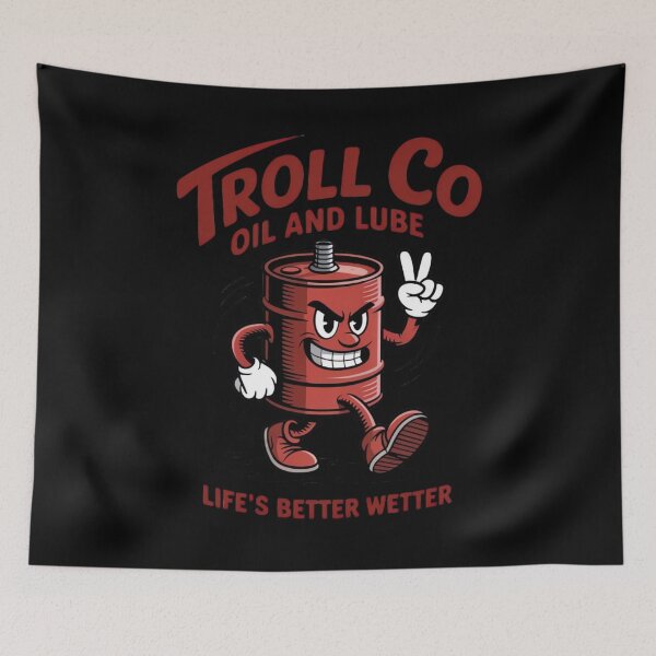 Item preview, Vintage Cartoon Oil Barrel – Red Distressed TROLL CO Style Design with Bold Mechanic Humor designed and sold by ARTReMi.