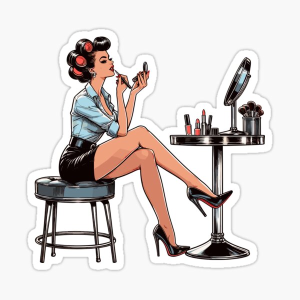 Item preview, Woman Rockabilly Make-up Retro Gift designed and sold by Pineapple-Tree.