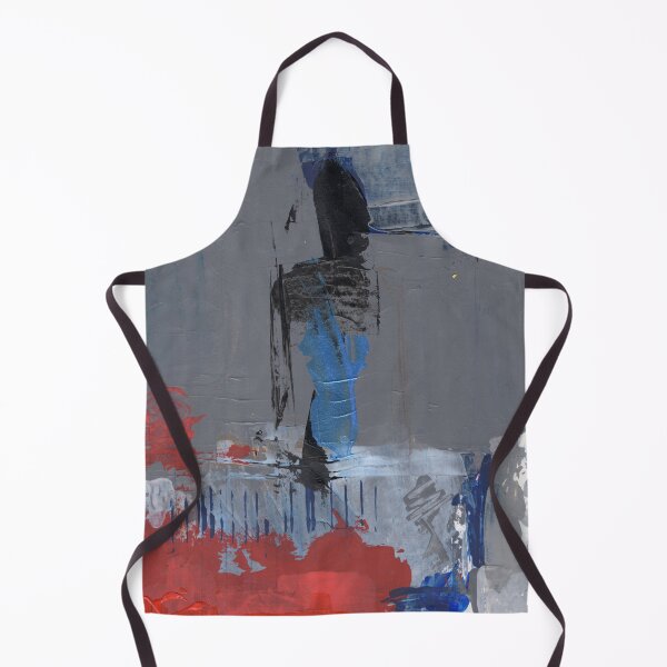 Item preview, Grey Figure Abstract Contemporary Textured Painting Person Design Blue Red Gray Brushed Hidden Behind designed and sold by pngrktes-art.