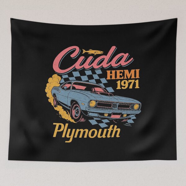 Item preview, 1971 Cuda Classic Muscle Car Burnout Art designed and sold by TheArtOfCar.