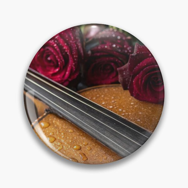 Item preview, Vintage Violin Close-Up with Dewdrops and Red Roses designed and sold by ArtiQreate.