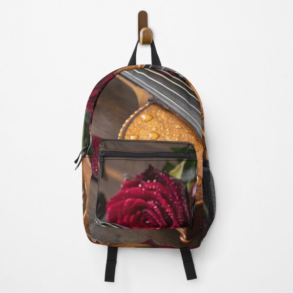 Item preview, Vintage Violin Close-Up with Dewdrops and Red Roses designed and sold by ArtiQreate.