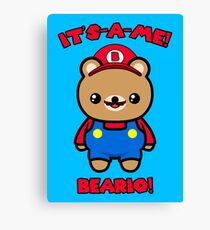 Bear Cute Funny Kawaii Mario Parody Canvas Print
