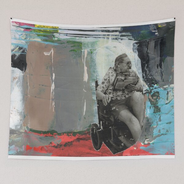 Item preview, Original Abstract Wheelchair Abled Elder Collage Gray Grey Brown Bold Stunning Color Beige Neutral Colorful Pseudo Painting designed and sold by pngrktes-art.