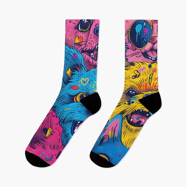 Item preview, Psychedelic Pop Art Dogs and Cats - Vibrant Pet Portrait Collage Digital Design designed and sold by AnnDesignStudio.