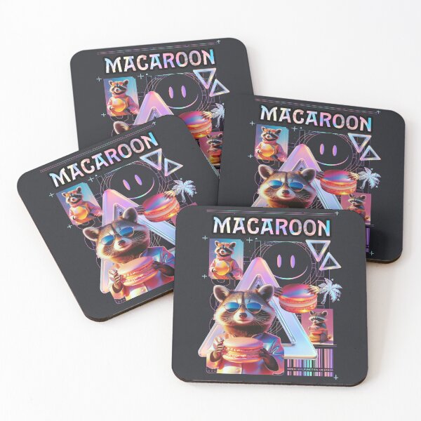 Item preview, Macaron Raccoon Extreme Vaporwave Style designed and sold by The Nerd Gift Source.