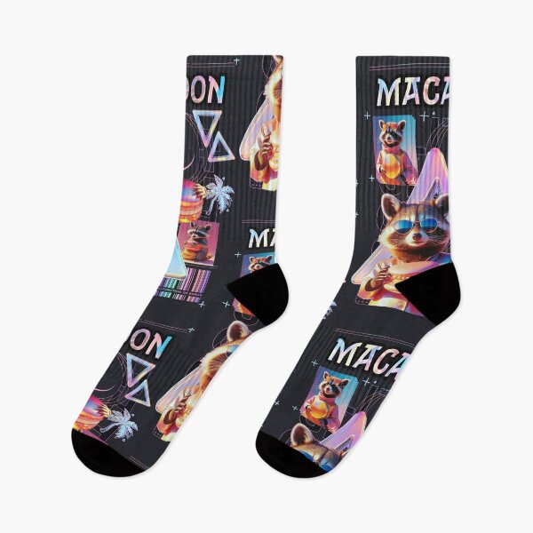 Item preview, Macaron Raccoon Extreme Vaporwave Style designed and sold by The Nerd Gift Source.