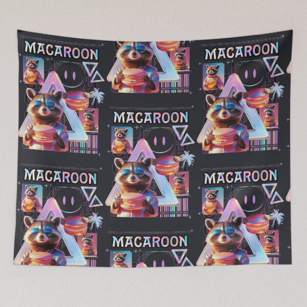 Item preview, Macaron Raccoon Extreme Vaporwave Style designed and sold by The Nerd Gift Source.