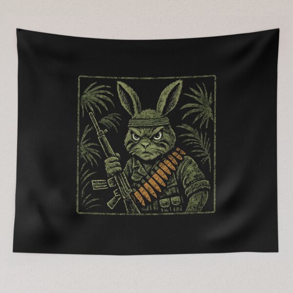 Item preview, Battle-Worn Bunny – Veggie Veteran with a Stare designed and sold by Fragy72.
