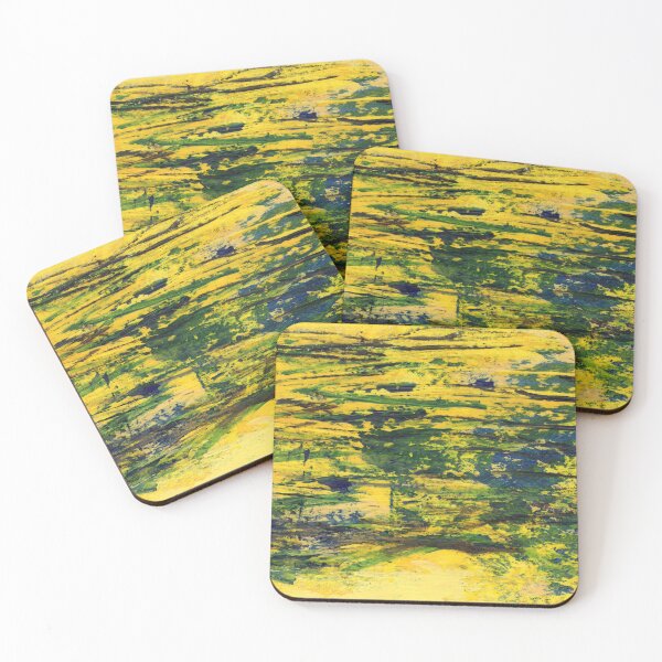 Item preview, Yellow Texture Oil Pastel Abstract Smear Schmear Green Blue Horizontal Swipes designed and sold by pngrktes-art.