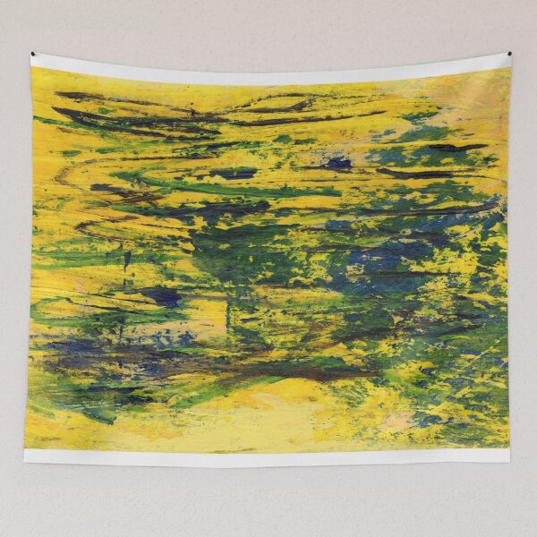 Item preview, Yellow Texture Oil Pastel Abstract Smear Schmear Green Blue Horizontal Swipes designed and sold by pngrktes-art.