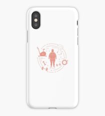 Fat man and different sports equipment. iPhone Case