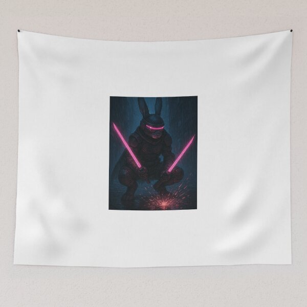 Item preview, Cyberpunk Bunny Bounty Hunter in Rain designed and sold by dessertcruzing.