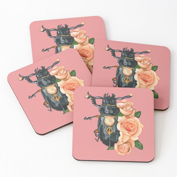 Item preview, Black insect with pink roses designed and sold by KnowingWonder.