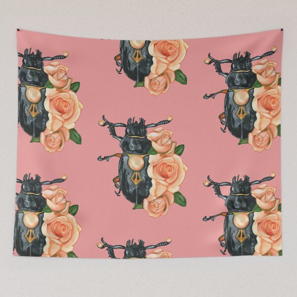 Item preview, Black insect with pink roses designed and sold by KnowingWonder.