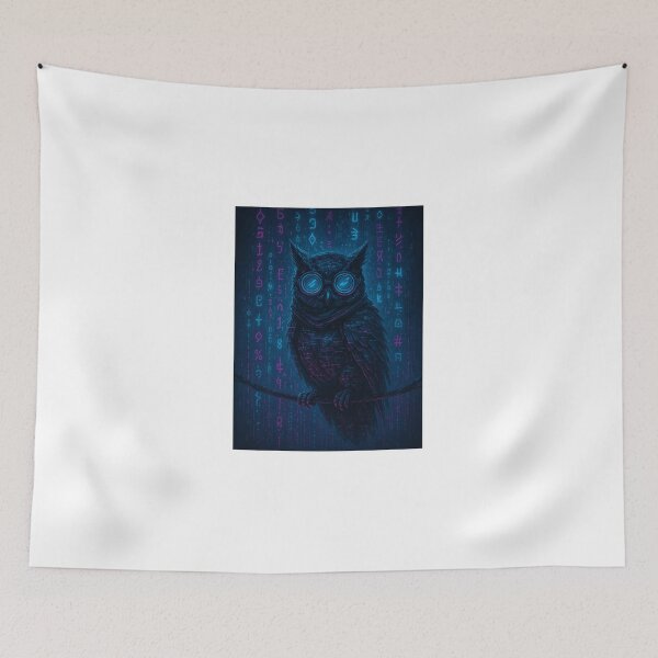 Item preview, Cyber Owl Hacker in Digital Rain designed and sold by dessertcruzing.