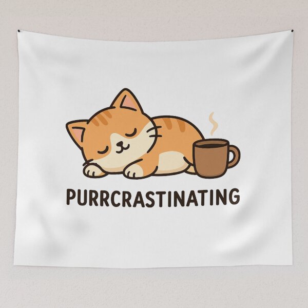 Item preview, Cute Kawaii Cat – “Purrcrastinating” | Lazy, Sleepy and Adorable designed and sold by OTSC.