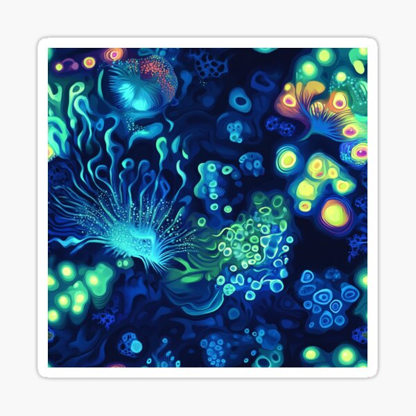 Vista previa del artículo con la obra «Coral neón de fusión eléctrica orgánica», diseñado y vendido por MidArtForge.