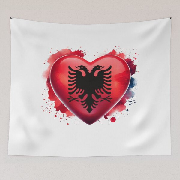 Artikelvorschau, Albanien Herz Flagge Aquarell Stil entworfen und verkauft von FlagWardrobe.