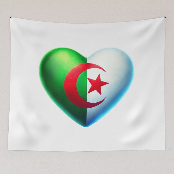 Artikelvorschau, Algerien Herz Flagge Aquarell Stil entworfen und verkauft von FlagWardrobe.
