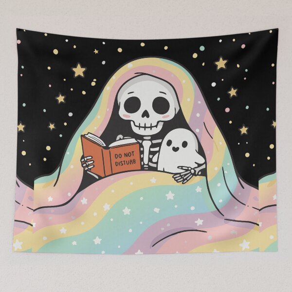 Item preview, Do Not Disturb – Cute Skeleton Reading Under Blanket designed and sold by pixelated_echoes.