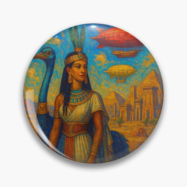Item preview, Egyptian Anuket with ostrich and airships in the sky designed and sold by VidyoeDesigns67.