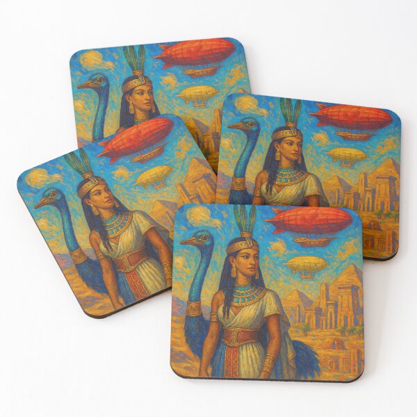 Item preview, Egyptian Anuket with ostrich and airships in the sky designed and sold by VidyoeDesigns67.