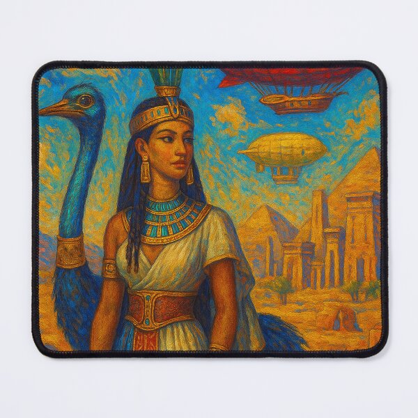 Item preview, Egyptian Anuket with ostrich and airships in the sky designed and sold by VidyoeDesigns67.