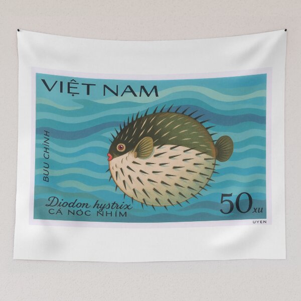 Item preview, 1984 Vietnam Spotted Porcupinefish Postage Stamp designed and sold by retrographics.