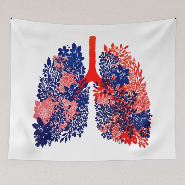 Item preview, Floral Lungs in Red & Blue – Modern Botanical Anatomy designed and sold by Kollibri.