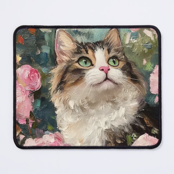 Item preview, Cat in the rose garden oil painting designed and sold by SophieClimaArt.