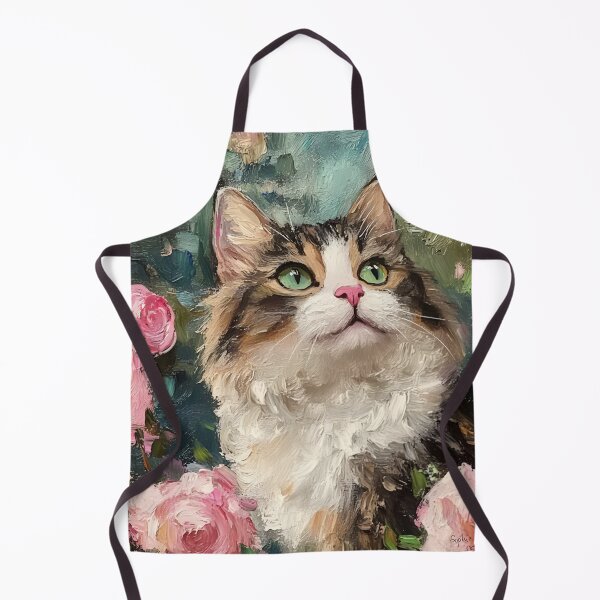 Item preview, Cat in the rose garden oil painting designed and sold by SophieClimaArt.