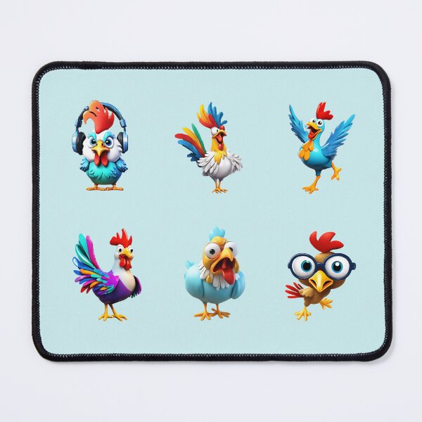 Item preview, Funny Chicken Rooster Pack – 6 Cartoon Set designed and sold by EmeraldeaArt.