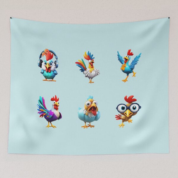 Item preview, Funny Chicken Rooster Pack – 6 Cartoon Set designed and sold by EmeraldeaArt.