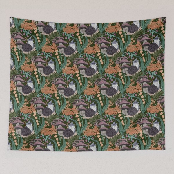 Item preview, Whimsical Gnome Wizard Forest Pattern Cottagecore Snails, Mushrooms & Magic Jemma Jamie Skidmore  designed and sold by Jemma Jamie Skidmore.