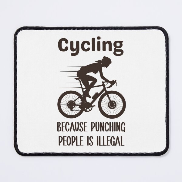 Item preview, Cycling Because Punching People is Illegal, funny vintage cycling lovers gift designed and sold by PRINYOS.