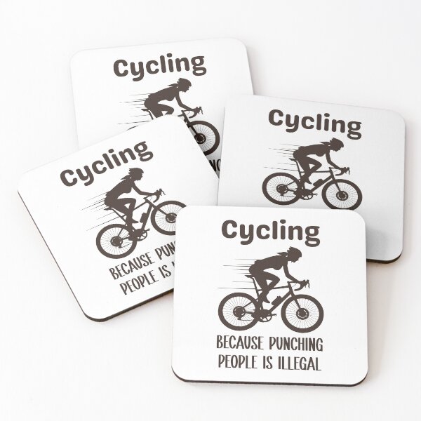 Item preview, Cycling Because Punching People is Illegal, funny vintage cycling lovers gift designed and sold by PRINYOS.